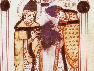 Norbert von Xanten empfängt die Ordensregeln vom heiligen Augustinus