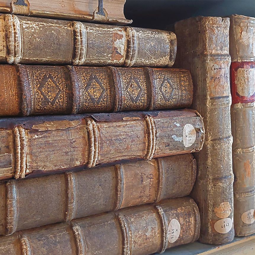Kloster Wiblingen, Verzierte Buchrücken historischer Bände