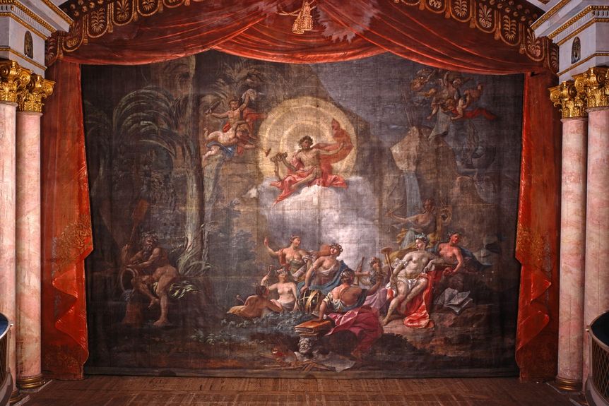 Residenzschloss Ludwigsburg, Detail, Schlosstheater, Vorhang, Motiv von Luca Colomba