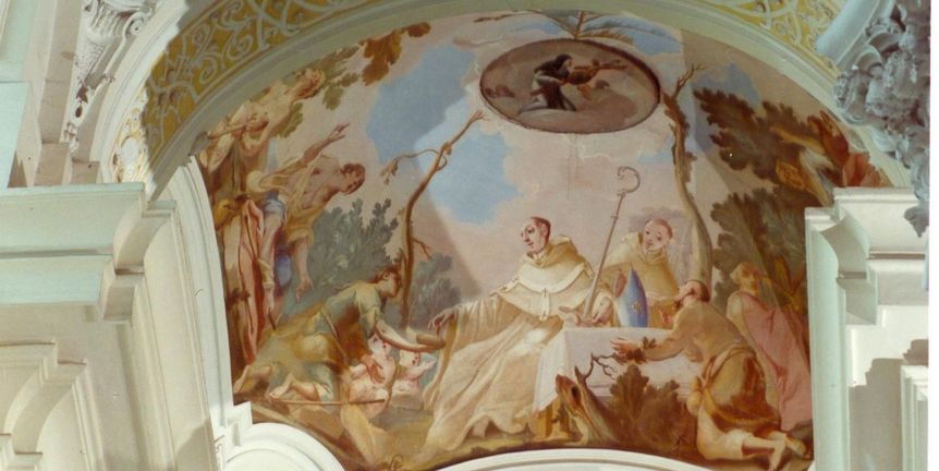 Kloster Schöntal, Innen, Deckenfresko Klosterkirche mit Bernhard von Clairvaux