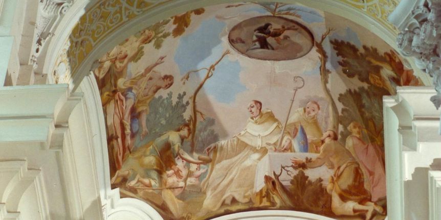 Kloster Schöntal, Innen, Deckenfresko Klosterkirche mit Bernhard von Clairvaux