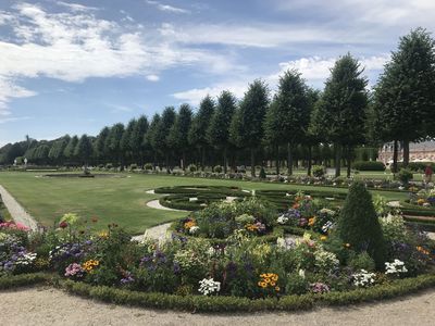 Schloss und Schlossgarten Schwetzingen, Blühende Pflanzen im Kreisparterre