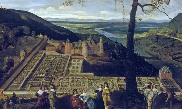 Gemälde des Hortus Palatinus von Schloss Heidelberg, unbekannter Meister um 1600