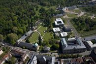 Orangerie, Junge Kunsthalle und Hauptbau aus der Luft Orangerie, Junge Kunsthalle und Hauptbau Botanischer Garten Karlsruhe