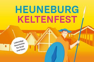 Ein Plakat kündigt das Keltenfest auf der Heuneburg – Stadt Pyrene an.