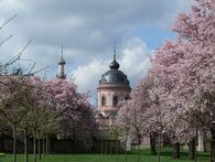 Foto: Staatliche Schlösser und Gärten Baden-Württemberg, Petra Pechacek Schlossgarten Schwetzingen, Kirschblüte vor der Moschee
