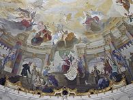 Fürstbischof Schönborn im Kuppelgemälde Fürstbischof Schönborn im Kuppelgemälde von Schloss Bruchsal