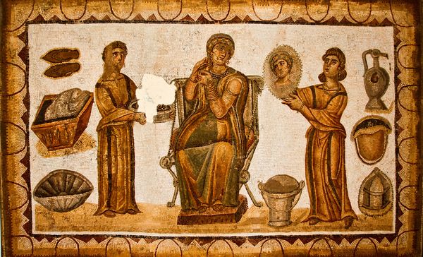 Körperpflege im Alten Rom, Mosaik, im: Museé national de Carthage, Byrsa, Tunesien