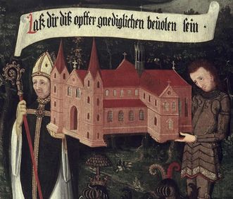 Kloster Maulbronn, rechte Innenseite der Stiftungstafel, Öl auf Holz, um 1450