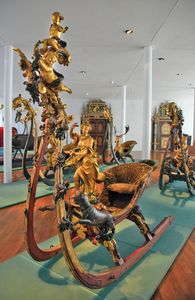 The deer sleighs of the sleigh collection Urach Residential Palace, sledge; photo: Staatliche Schlösser und Gärten Baden-Württemberg, unknown