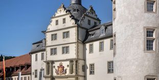 Residenzschloss Mergentheim, Detail der Aussenansicht.