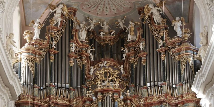 Kloster Ochsenhausen, Detailansicht Orgelgabeln 