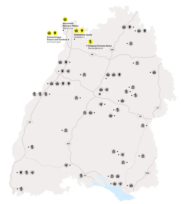 Illustration: Staatliche Schlösser und Gärten Baden-Württemberg, JUNG Kommunikation GmbH Proud residences of the Electoral Palatinate