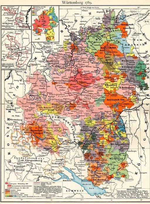 Das spätere Territorium Württembergs 1789, Putzger – Historischer Schul-Atlas