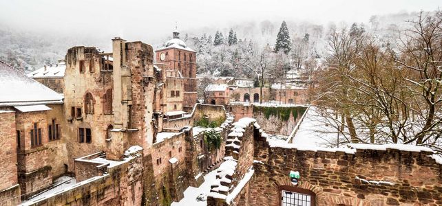 Schloss Heidelberg im Winter mit Schnee