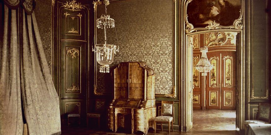 Schloss Bruchsal, Grünes Zimmer, historisches Foto