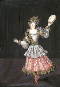 Markgräfin Sibylla Augusta als Bacchantin Kostümbildnis der Markgräfin Sybilla Augusta in Schloss Favorite Rastatt