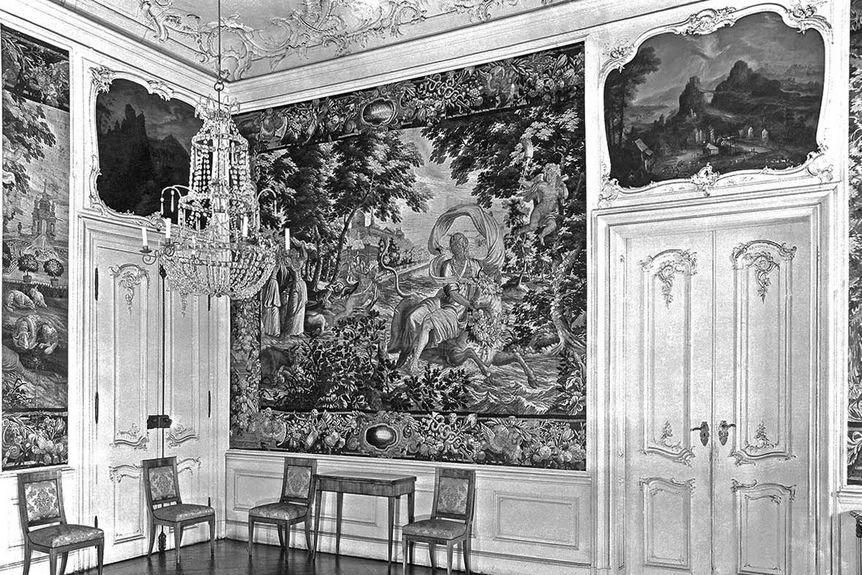 Foto: Staatliche Schlösser und Gärten Baden-Württemberg, Arnim Weischer Schloss Bruchsal, Galeriezimmer, historisches Foto