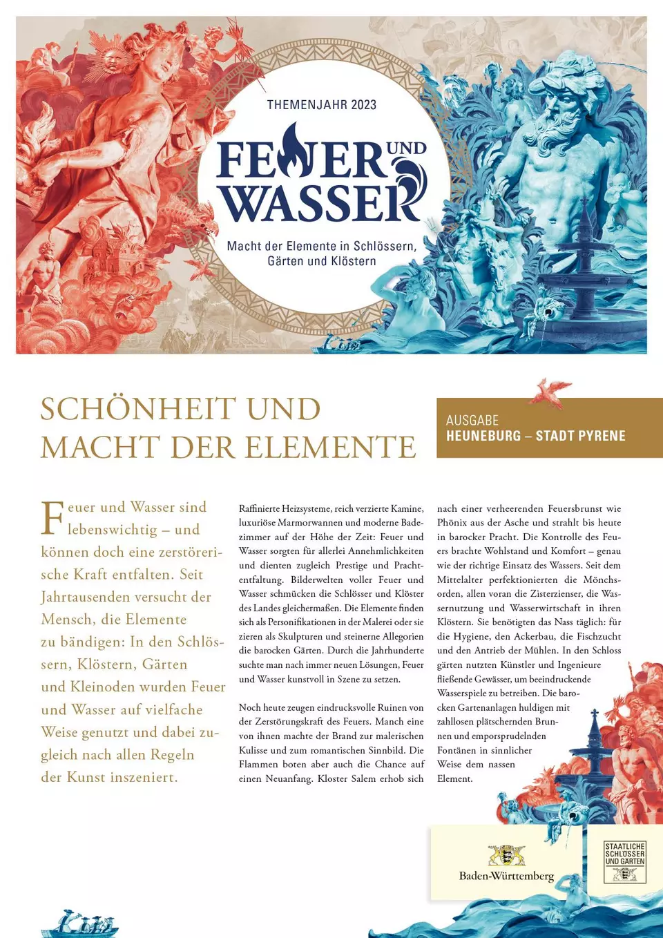 Gestaltung: Staatliche Schlösser und Gärten Baden-Württemberg, JUNG:Kommunikation GmbH Heuneburg – Stadt Pyrene, Kurzführer zum Themenjahr 2023 – Feuer und Wasser