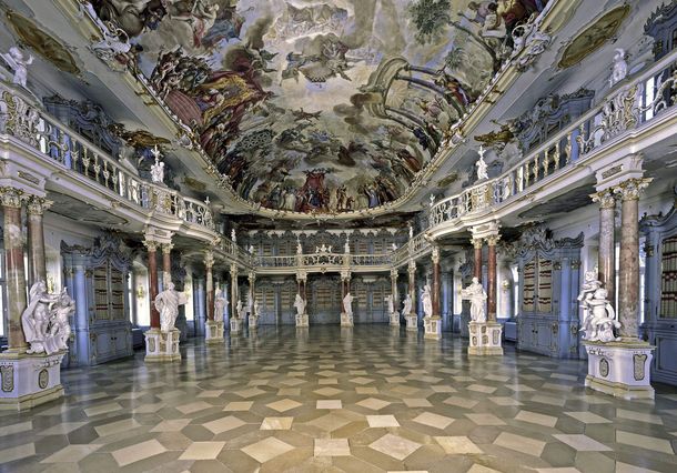 Monastère de Schussenried, Salle de la bibliothèque, l'image: Staatliche Schlösser und Gärten für Baden-Württemberg, Arnim Weischer