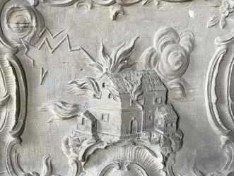 Schloss Bruchsal, Darstellung eines brennenden Hauses 