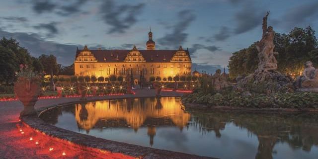 Schloss und Schlossgarten Weikersheim, Event, Hohenloher Kultursommer, Schloss bei Nacht